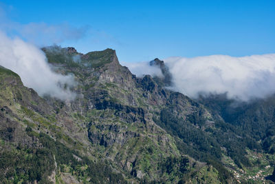 Scenic view of volcanic mountain against sky