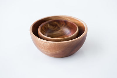 High angle view of drink against white background