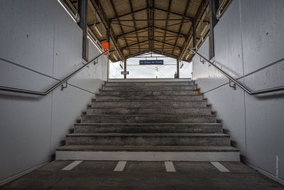 Low angle view of staircase at the station 