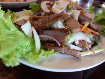 Close-up of meal served in plate