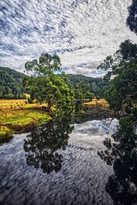 Scenic view of lake against sky
