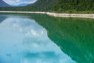 Scenic view of lake by mountains