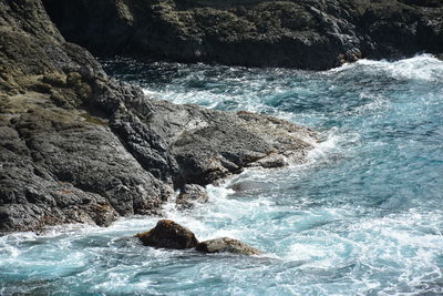 Scenic view of rocks in sea