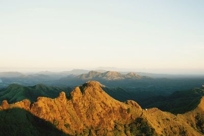 Scenic view of mountains against clear sky