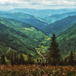 Scenic view of mountains against sky