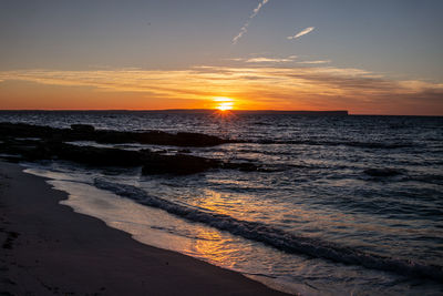 Scenic view of sea against sky during sunset