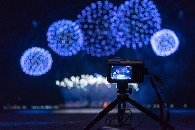 Close-up of illuminated lighting equipment