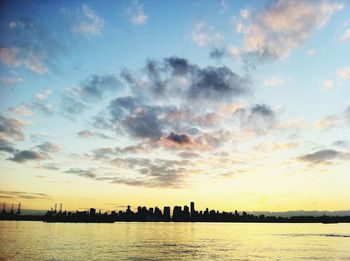 View of cityscape at sunset