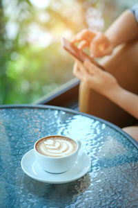 Coffee cup on table