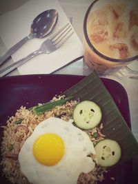 Close-up of served food in plate