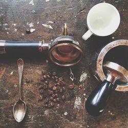 High angle view of coffee on table