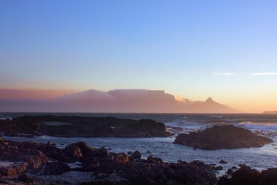 Scenic view of sea against sky during sunset