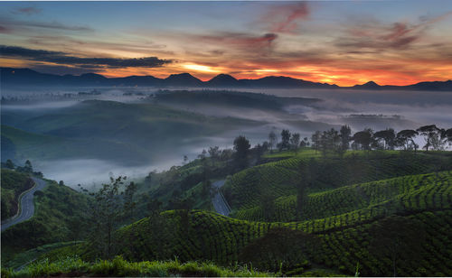 Scenic view of landscape against sky during sunset