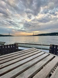 Pier over sea against sky during sunset