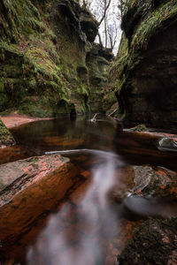 Stream flowing through rocks in forest