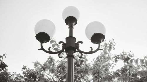 Low angle view of street light against sky