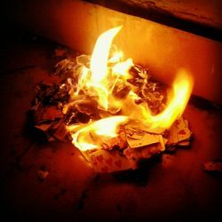 Close-up of bonfire at night