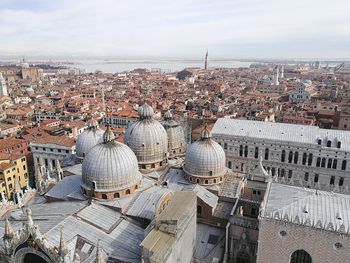 High angle view of cityscape against sky