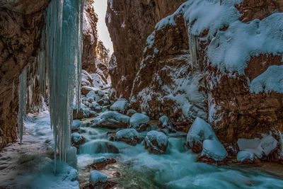 Partnach gorge in winter, bavaria germany.