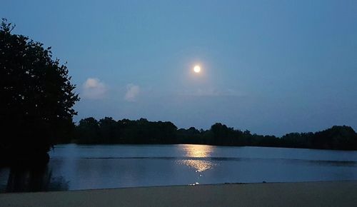 Scenic view of lake against sky at sunset