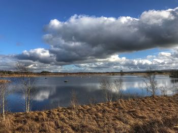 Scenic view of lake against sky