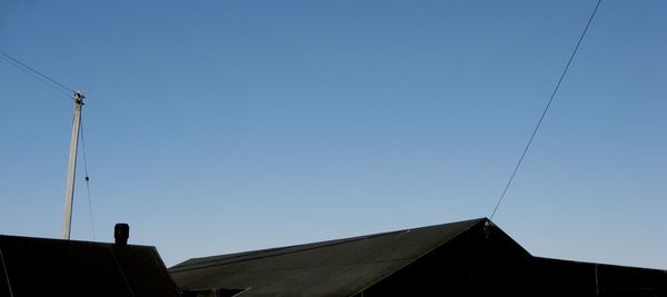 Low angle view of houses against clear sky