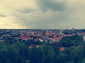 High angle view of townscape against sky