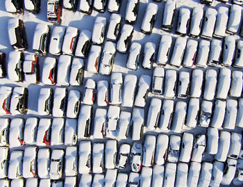 Full frame shot of snow covered cars