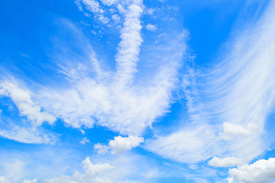 Low angle view of clouds in blue sky