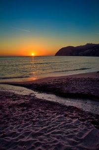 Scenic view of sea at sunset