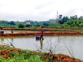 Scenic view of lake against sky