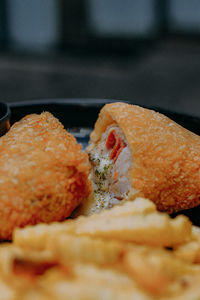Close-up of food on table