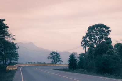 Road by trees against sky