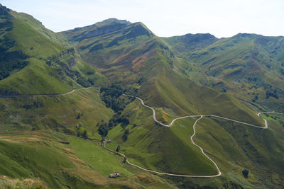 High angle view of road amidst landscape against sky