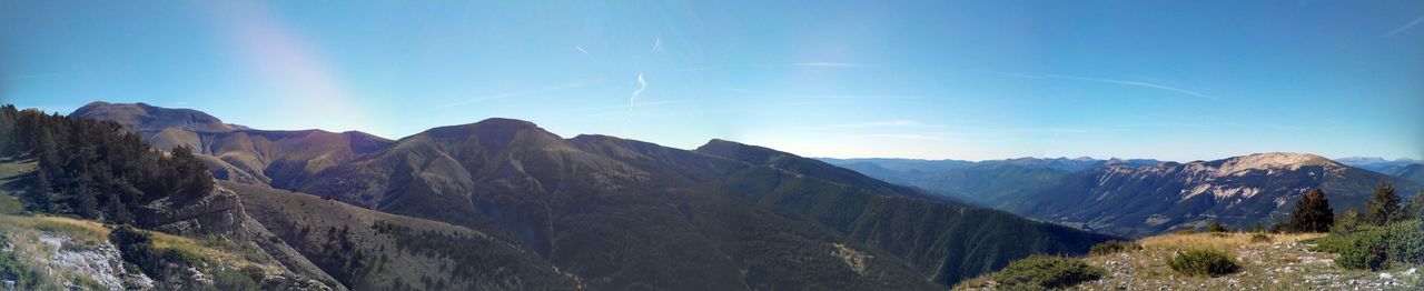 Panoramic view of mountains against sky