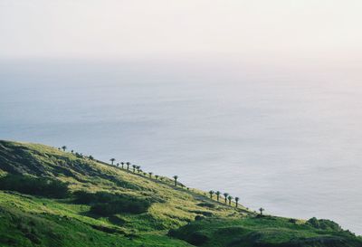 High angle view of sea against sky