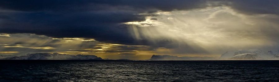 Scenic view of sea against cloudy sky