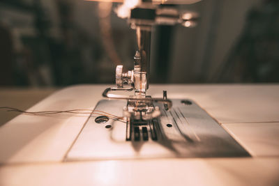 Close-up of sewing machine