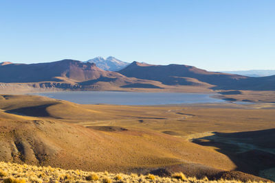 Scenic view of mountains against clear sky