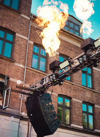 Low angle view of fire escape on building