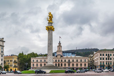 Freedom square is located in the center of tbilisi at the eastern end of rustaveli avenue.