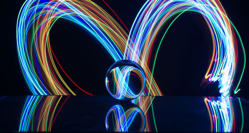 Multi colored light painting at night