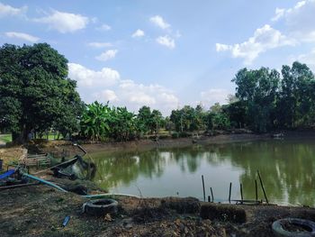 Scenic view of lake against sky