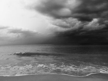 Scenic view of sea against cloudy sky