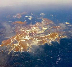 Aerial view of frozen lake against sky