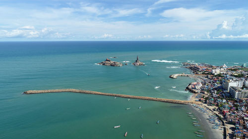 High angle view of sea against sky