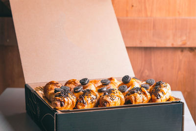 High angle view of food on table