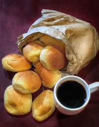 High angle view of breakfast