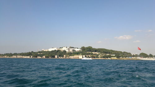 Scenic view of sea against clear sky