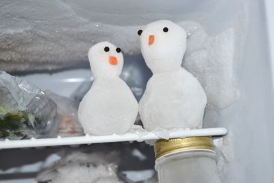 Close-up of stuffed toy on snow